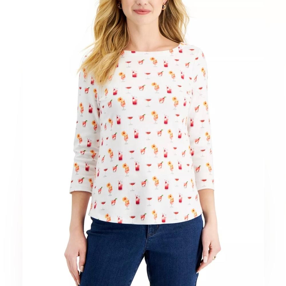 Charter Club Women's Printed 3/4 Sleeve Size Medium NWT